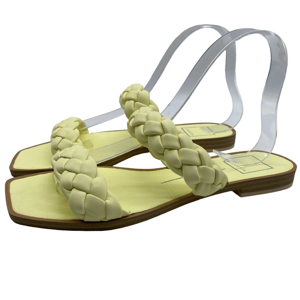 Dolce Vita Womens Shoes Indy Sandals Yellow Slide Vegan Leather Casual Size 6.5